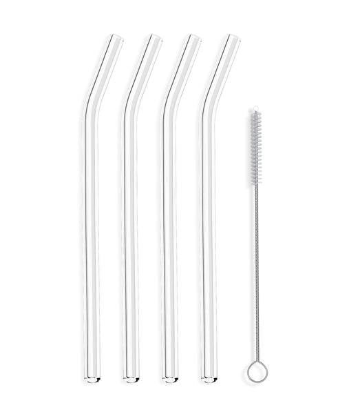 Classic Clear Bent Glass Straws - 4 Pack – Hummingbird Glass Straws