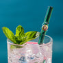 Glass Straws - Teal Turtle On Teal Straight Glass Straw