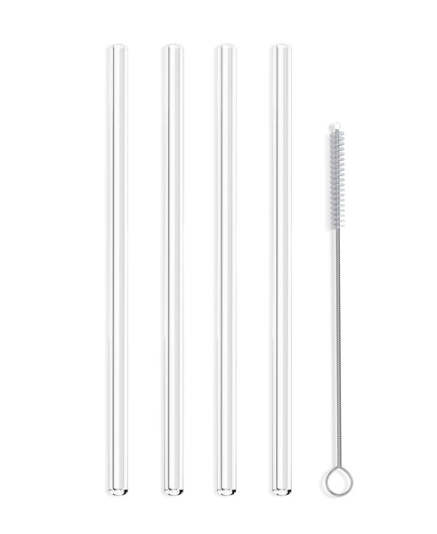 Glass Straws (4-Pack) with Cleaning Brush