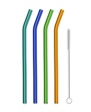 Glass Straws,12-Pack Reusable Glass Drinking Straws, Including 12 Straight, Glass  Straws Reusable 