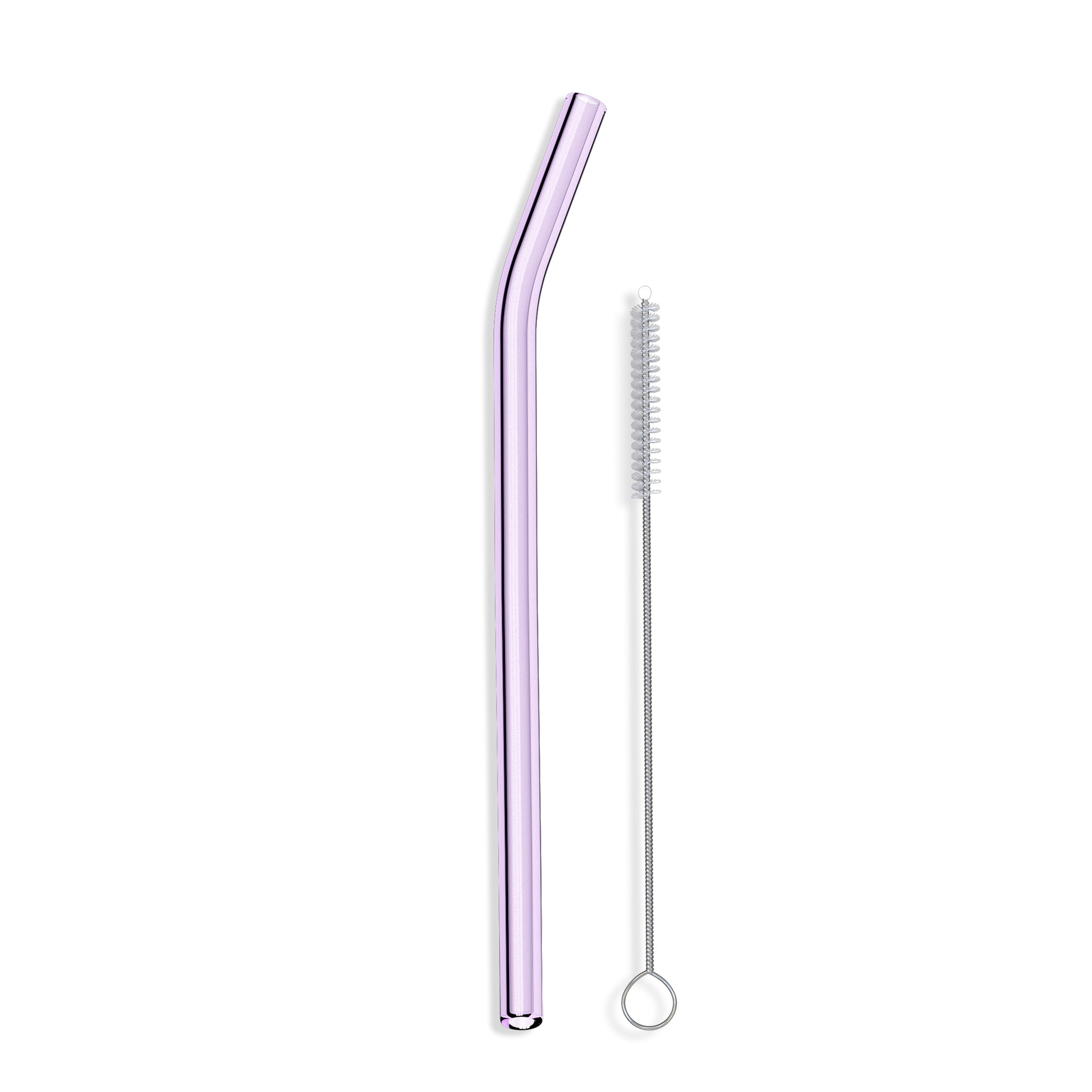 Medium Pink Bent Glass Straws for Pint Mason Jars