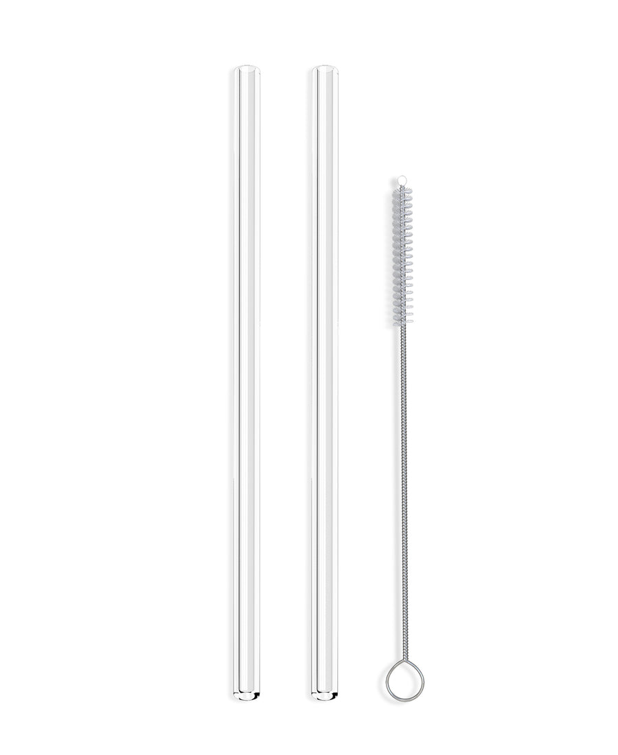 Glass Straws - Clear Straight Glass Straws Pack Of 2