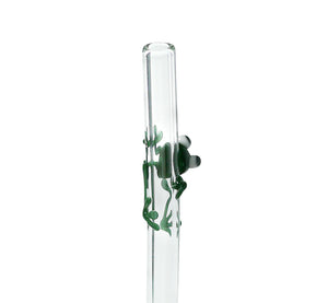 Glass Straw - Green Frog On Clear Straight