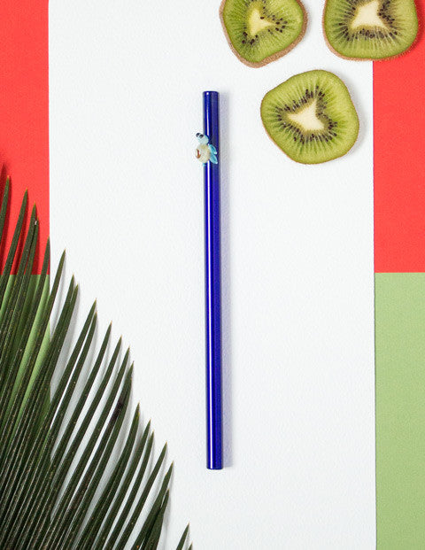 Glass Straws - Olly Green Turtle on Clear Straw by Hummingbird